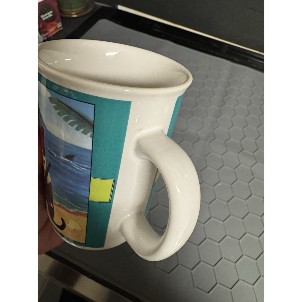 Vintage 1995 Otagiri Korean Coffee Cup With Cats Snorkeling With Sharks Ceramic - Picture 5 of 7
